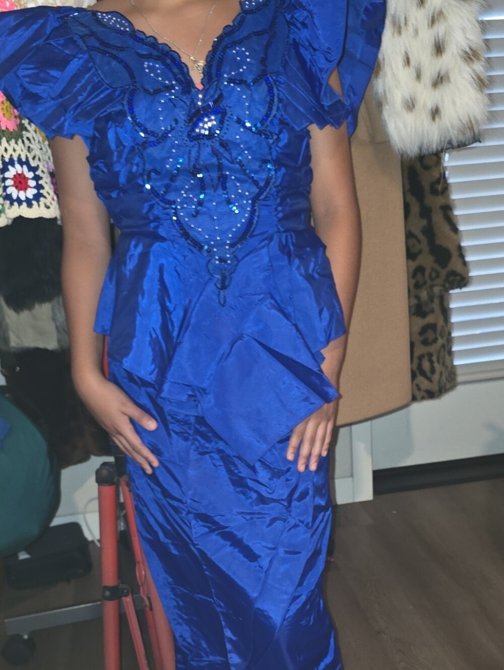 Elegant Royal Blue Women's Evening Dress Vintage